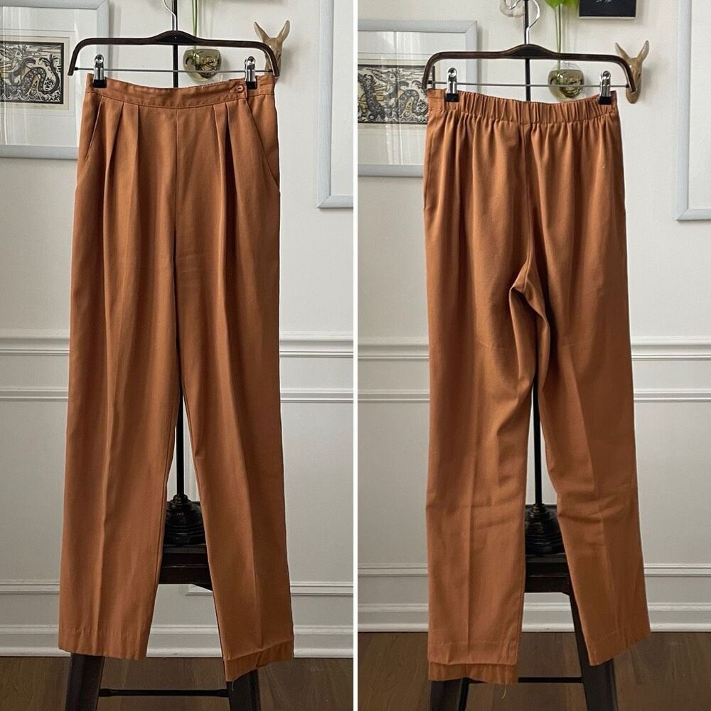 Vintage Prive Amber Color Trousers Pants Mom Fit Front Pleat 25 XS